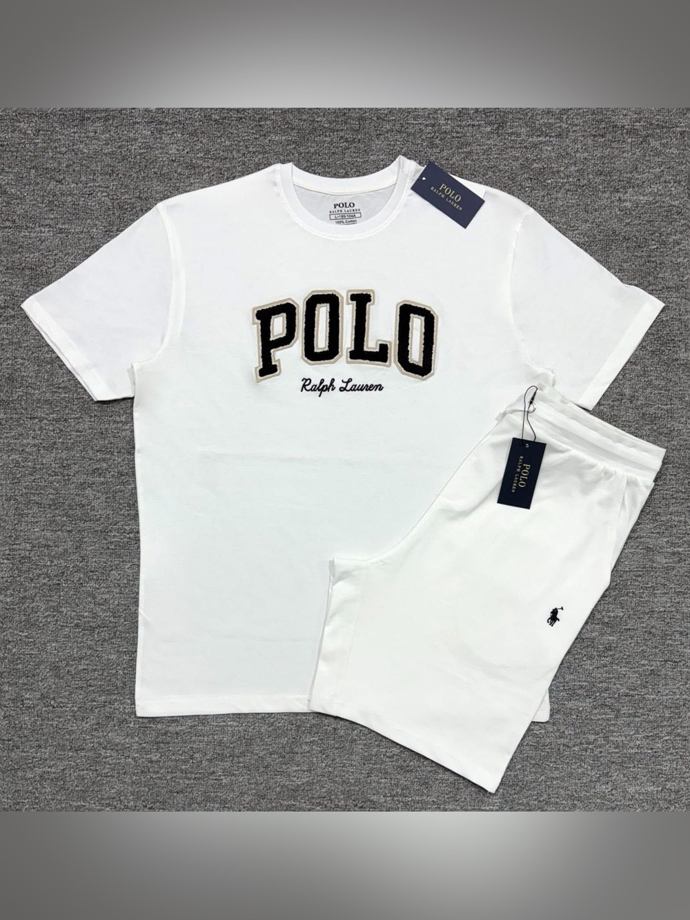 Polo by Ralph Lauren White Men’s Logo Tee and Shorts Set